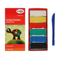 Пластилин классический ГАММА "Мультики", 6 цветов, 120 г, со стеком, картонная упаковка, 280015/281015