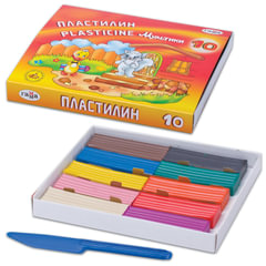 Пластилин классический ГАММА &laquo;Мультики&raquo;, 10 цветов, 200 г, со стеком, картонная упаковка, 280017/<wbr/>281017