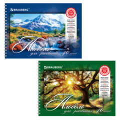 Альбом для рисования, А4, 40 листов, гребень, обложка картон, BRAUBERG, 195х285 мм, "Удивительная Природа" (2 вида), 102832