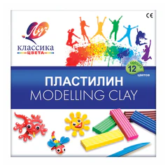 Пластилин классический ЛУЧ &laquo;Классика&raquo;, 12 цветов, 240 г, со стеком, картонная упаковка, 7С331-08