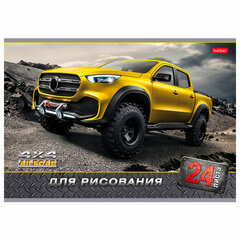 Альбом для рисования, А4, 24 листа, скоба, обложка картон, HATBER, 205х290 мм, "JEEPING", 004044