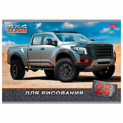 Альбом для рисования, А4, 24 листа, скоба, обложка картон, HATBER, 205х290 мм, "JEEPING", 004044
