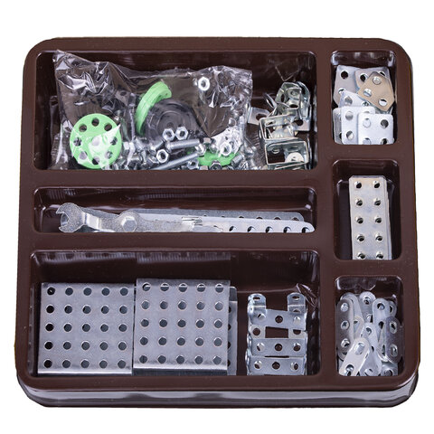 Конструктор металлический ЮНЛАНДИЯ "Для уроков труда №1", развивающий, 206 элементов, 104679