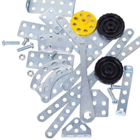 Конструктор металлический ЮНЛАНДИЯ "Для уроков труда №5", развивающий, 155 элементов, 104683