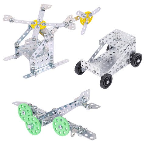 Конструктор металлический ЮНЛАНДИЯ "Для уроков труда №5", развивающий, 155 элементов, 104683