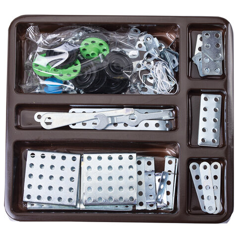 Конструктор металлический ЮНЛАНДИЯ "Для уроков труда №6", развивающий, 146 элементов, 104684