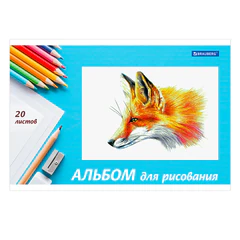 Альбом для рисования, А4, 20 л., скоба, обложка картон, BRAUBERG, 200х283 мм, "Я рисую мир" (2 вида), 104872