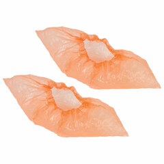 Бахилы КОМПЛЕКТ 100 штук (50 пар), ДЕТСКИЕ, размер 30&times;12 см, 2 г, ПНД, оранжевые, LAIMA, 104983