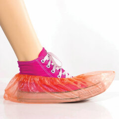 Бахилы КОМПЛЕКТ 100 штук (50 пар), ДЕТСКИЕ, размер 30&times;12 см, 2 г, ПНД, оранжевые, LAIMA, 104983