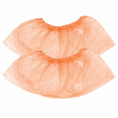 Бахилы КОМПЛЕКТ 100 штук (50 пар), ДЕТСКИЕ, размер 30&times;12 см, 2 г, ПНД, оранжевые, LAIMA, 104983