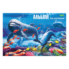 Альбом для рисования, А4, 24 листа, скоба, обложка офсет, HATBER ECO, 205&times;290 мм, Ассорти, 058404