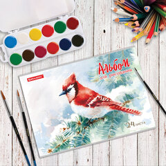 Альбом для рисования А4 24 л., скоба, обложка картон, BRAUBERG, 202&times;285 мм, &laquo;Райские птички&raquo; (2 вида), 105609