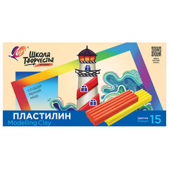 Пластилин классический ЛУЧ "Школа творчества", 15 цветов, 300 г, стек, картонная упаковка, 29С 1764-08