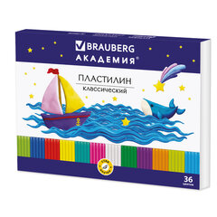 Пластилин классический BRAUBERG "АКАДЕМИЯ", 36 цветов, 720 г, со стеком, ВЫСШЕЕ КАЧЕСТВО, 105901.