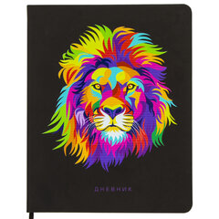 Дневник 1-11 класс 48л, кожзам (твердая), шелкография, BRAUBERG, &laquo;ЛЕВ ПОП-АРТ&raquo;, 105991