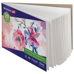 Альбом для акварели, бумага ГОЗНАК СПб 200 г/<wbr/>м<sup>2</sup>, 210&times;297 мм, 20 л., склейка, BRAUBERG ART, 106141