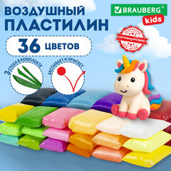 Пластилин супер лёгкий воздушный застывающий 36 цветов, 360 г, 3 стека, BRAUBERG KIDS, 106308
