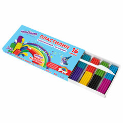 Пластилин классический ЮНЛАНДИЯ &laquo;ЮНЫЙ ВОЛШЕБНИК&raquo;, 16 цветов, 240 грамм, СО СТЕКОМ, ВЫСШЕЕ КАЧЕСТВО, 106430