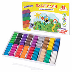Пластилин классический ЮНЛАНДИЯ &laquo;ВЕСЁЛЫЙ ШМЕЛЬ&raquo;, 18 цветов, 360 грамм, стек, ВЫСШЕЕ КАЧЕСТВО, 106432