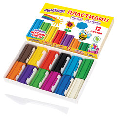 Пластилин мягкий ЮНЛАНДИЯ &laquo;ВЕСЕЛЫЙ ШМЕЛЬ&raquo;, 12 цветов, 180 г, СО СТЕКОМ, 106672