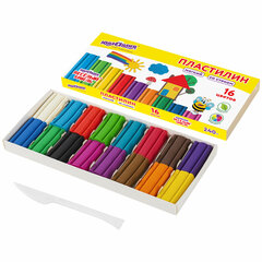 Пластилин мягкий ЮНЛАНДИЯ &laquo;ВЕСЕЛЫЙ ШМЕЛЬ&raquo;, 16 цветов, 240 г, СО СТЕКОМ, 106673