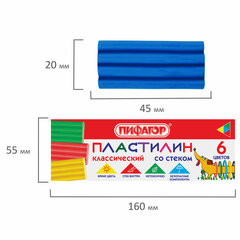 Пластилин классический ПИФАГОР &laquo;Веселая такса&raquo;, 6 цветов, 90 г, СО СТЕКОМ, 106674