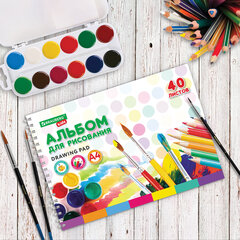 Альбом для рисования, А4, 40 листов, гребень, обложка картон, BRAUBERG KIDS, 195&times;285 мм, &laquo;Творчество&raquo; (2 вида), 106684