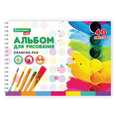 Альбом для рисования, А4, 40 листов, гребень, обложка картон, BRAUBERG KIDS, 195&times;285 мм, &laquo;Творчество&raquo; (2 вида), 106684