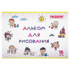 Альбом для рисования А4 16 л., скоба, обложка офсет, ПИФАГОР, 203&times;288 мм, &laquo;Эники-беники&raquo; (2 вида), 106689