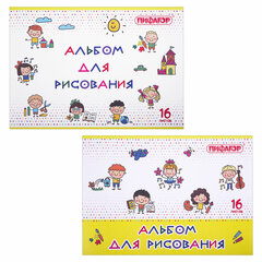 Альбом для рисования А4 16 л., скоба, обложка офсет, ПИФАГОР, 203&times;288 мм, &laquo;Эники-беники&raquo; (2 вида), 106689