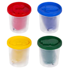 Пластилин-тесто для лепки BRAUBERG KIDS, 4 цвета, 560 г, яркие классические цвета, крышки-штампики, 106715
