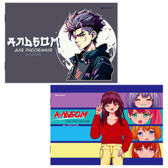 Альбомы для рисования ДЭК А4, 40 л., КОМПЛЕКТ 2 шт., скоба, обложка картон, BRAUBERG, 205&times;290 мм, &laquo;Anime&raquo;, 106734