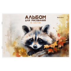 Альбомы для рисования ДЭК А4, 40 л., КОМПЛЕКТ 2 шт., скоба, обложка картон, BRAUBERG, 205&times;290 мм, &laquo;Little Raccoon&raquo;, 106735