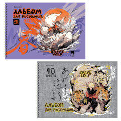 Альбомы для рисования ДЭК, А4, 40 л., КОМПЛЕКТ 2 шт., гребень, обложка картон, BRAUBERG, 200&times;290 мм, &laquo;Аниме&raquo;, 107017
