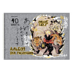Альбомы для рисования ДЭК, А4, 40 л., КОМПЛЕКТ 2 шт., гребень, обложка картон, BRAUBERG, 200&times;290 мм, &laquo;Аниме&raquo;, 107017