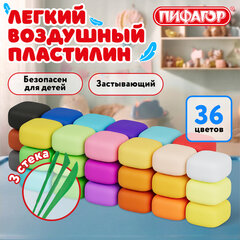 Пластилин супер лёгкий воздушный застывающий 36 цветов, 310 г, 3 стека, ПИФАГОР, 107041