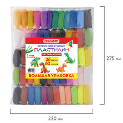 Пластилин супер лёгкий воздушный застывающий 60 штук (36 цветов + 2&times;12 базовых), 510 г, 3 стека, ПИФАГОР, 107044