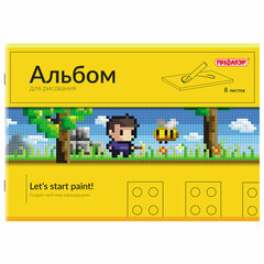 Альбом для рисования А4, 8 листов, скоба, обложка офсет, ПИФАГОР, 203&times;288 мм, &laquo;МИКС&raquo;, 107099