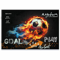 Альбом для рисования А4, 12 листов, скоба, обложка картон, BRAUBERG, 203&times;288 мм, &laquo;МИКС-1&raquo;, 107101