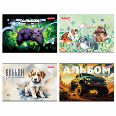 Альбом для рисования А4, 20 листов, скоба, обложка офсет, ПИФАГОР, 203&times;288 мм, &laquo;МИКС-2&raquo;, 107103