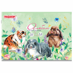 Альбом для рисования А4, 20 листов, скоба, обложка офсет, ПИФАГОР, 203&times;288 мм, &laquo;МИКС-2&raquo;, 107103