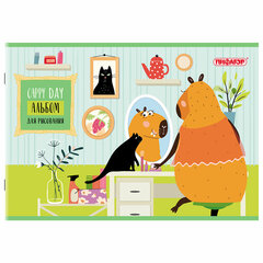 Альбом для рисования А4, 24 листа, скоба, обложка офсет, ПИФАГОР, 203&times;288 мм, &laquo;КАПИБАРА&raquo; (2 вида), 107104