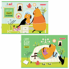 Альбом для рисования А4, 24 листа, скоба, обложка офсет, ПИФАГОР, 203&times;288 мм, &laquo;КАПИБАРА&raquo; (2 вида), 107104