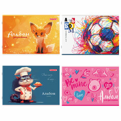 Альбом для рисования А4, 24 листа, скоба, обложка офсет, ПИФАГОР, 203&times;288 мм, &laquo;МИКС-1&raquo;, 107105