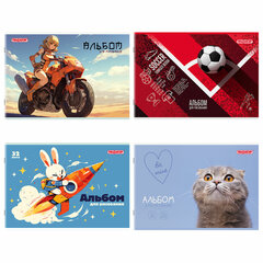 Альбом для рисования А4, 32 листа, скоба, обложка офсет, ПИФАГОР, 203&times;288 мм, &laquo;МИКС-1&raquo;, 107109