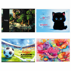 Альбом для рисования А4, 32 листа, скоба, обложка картон, BRAUBERG, 203&times;288 мм, &laquo;МИКС-1&raquo;, 107111