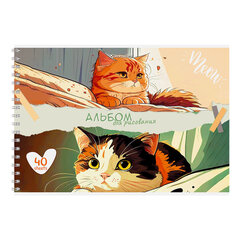 Альбом для рисования А4, 40 л., гребень, обложка картон, BRAUBERG, 195&times;285 мм, МИКС-1, 107118