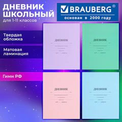 Дневник 1-11 класс 40 л., твердый, BRAUBERG, матовая ламинация, АССОРТИ, 107165