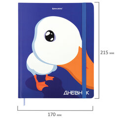 Дневник 1-11 класс 48 л., твердый, BRAUBERG, матовая ламинация, резинка, закладка-ляссе, с подсказом, &laquo;Гусь&raquo;, 107237