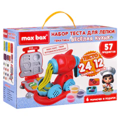 Тесто-пластилин для лепки MAX BAX (МАКС БАКС), 57 предметов, тематика: &laquo;Веселая Кухня&raquo;, с формочками, 107256